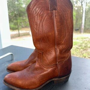 Vintage Frye Billy Pull On Cognac Leather Western Cowgirl Boots Women’s Sz 8